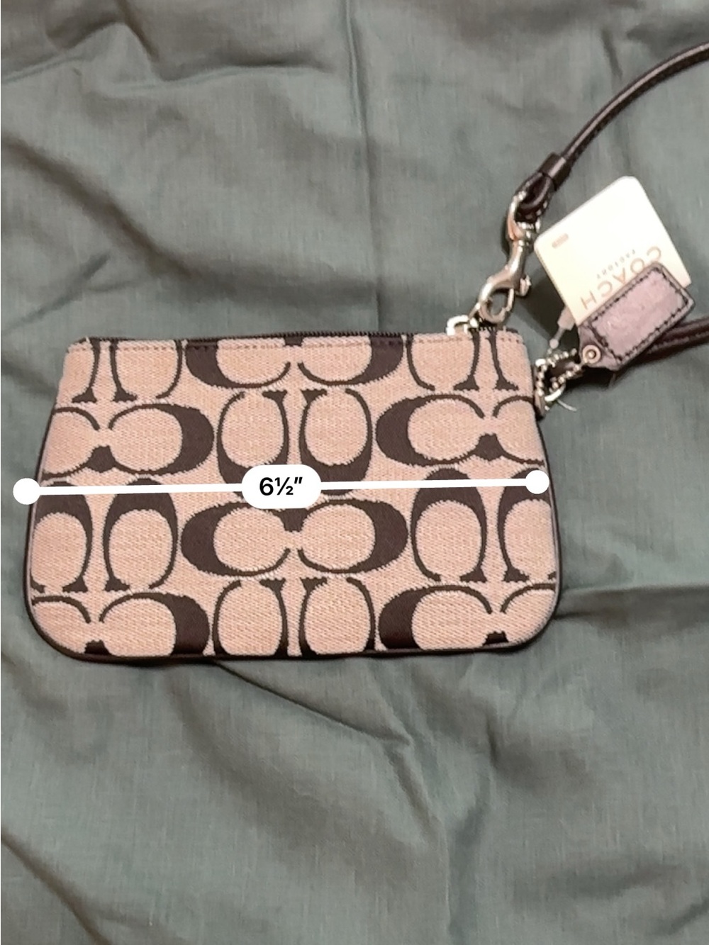 NWT Coach Signature Wristlet | Black & Gray Monogram Zip Pouch - Picture 3 of 8